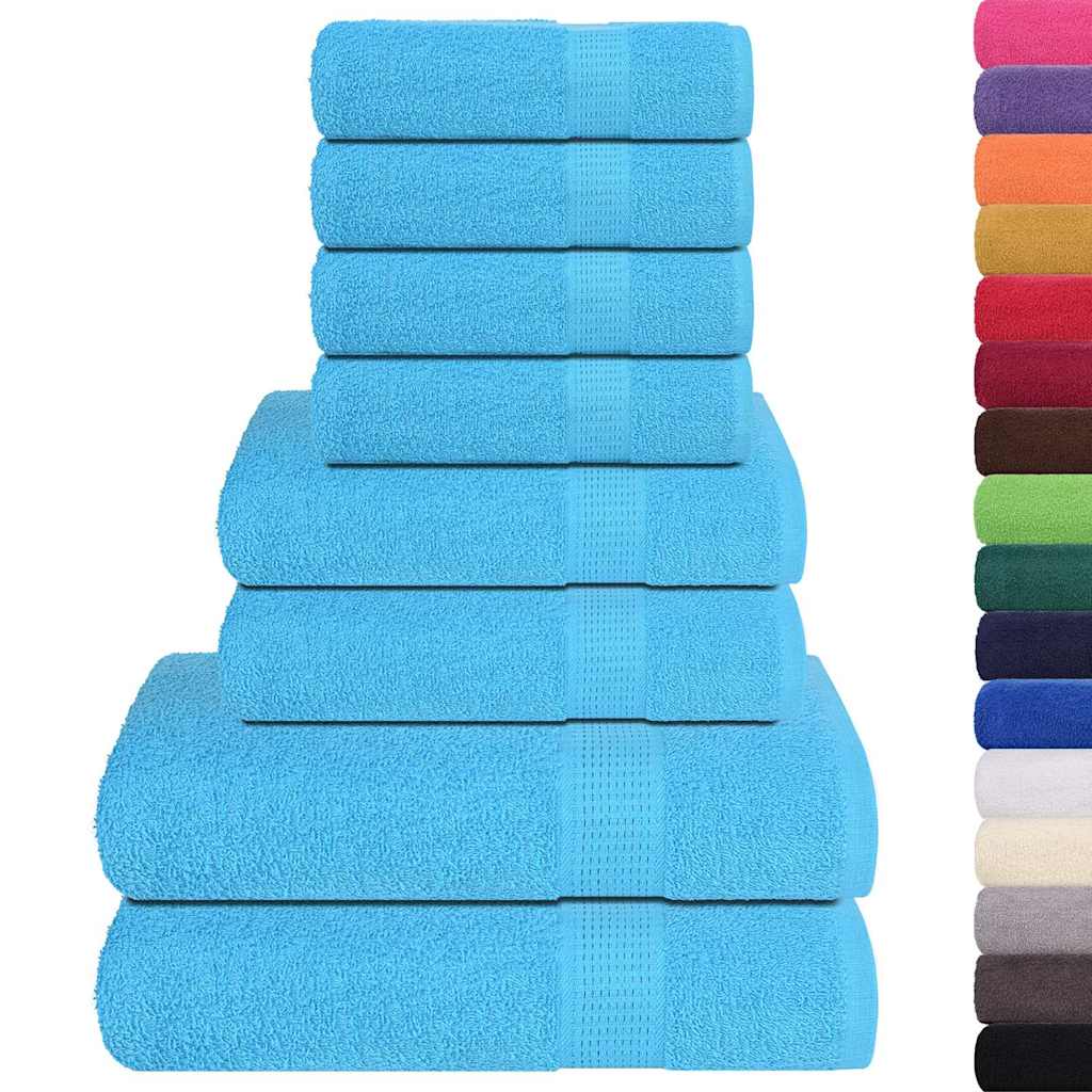 8 Piece Towel Set Turquoise 360 gsm 100% Cotton