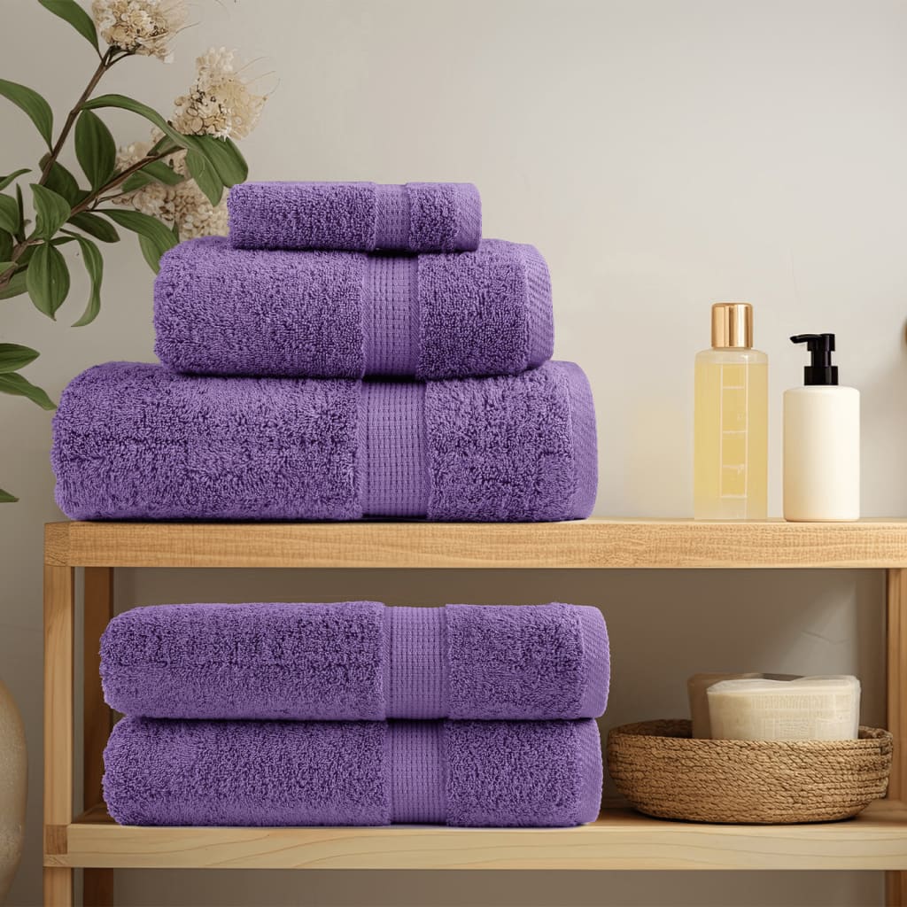 8 Piece Premium Towel Set SOLUND Purple 600 gsm
