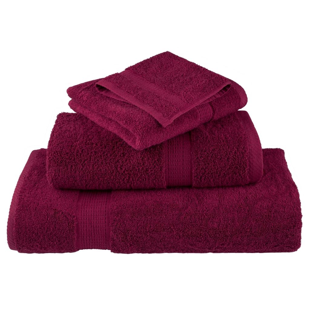 12 Piece Premium Towel Set SOLUND Bordeaux 600 gsm