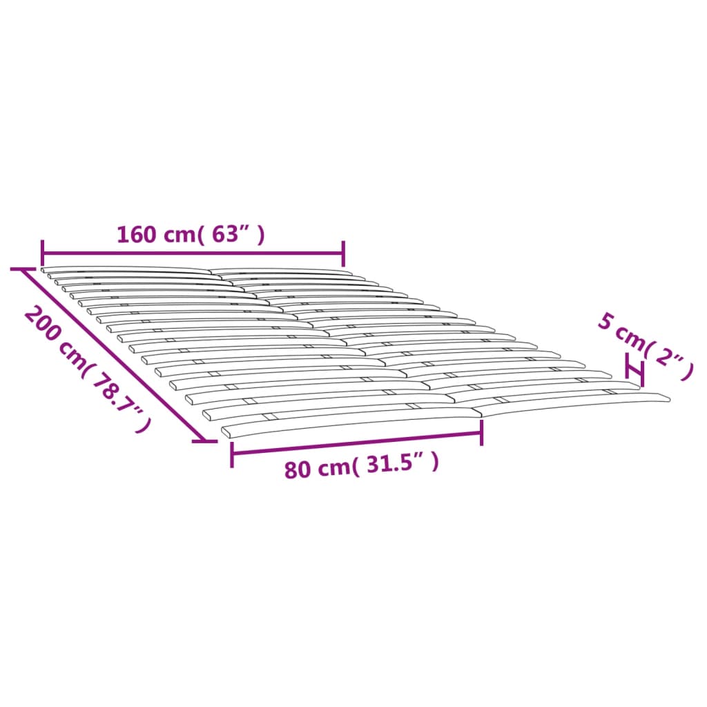 Bed Slats Replacements with 34 Slats 2 pcs 80x200 cm