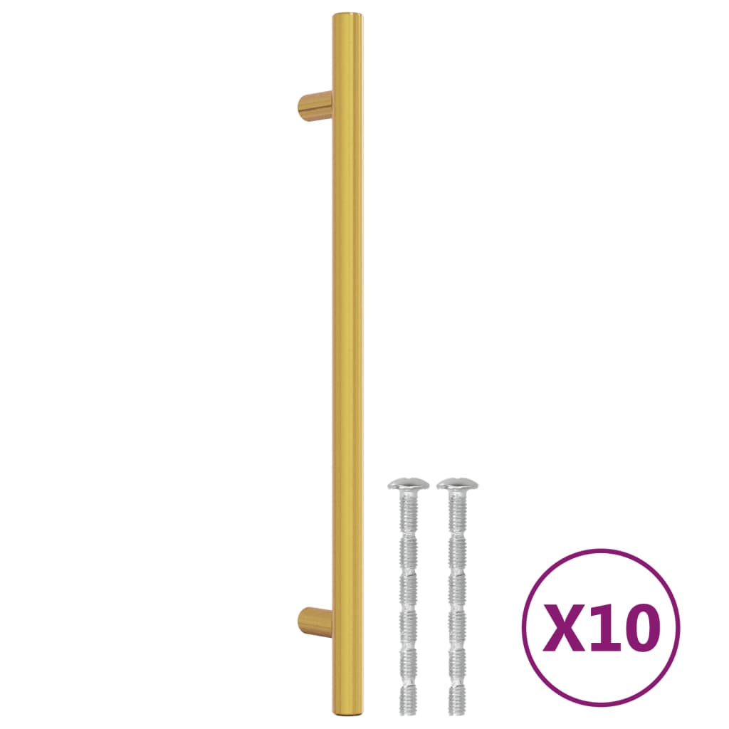 Cabinet Handles 10 pcs Gold 192 mm Stainless Steel