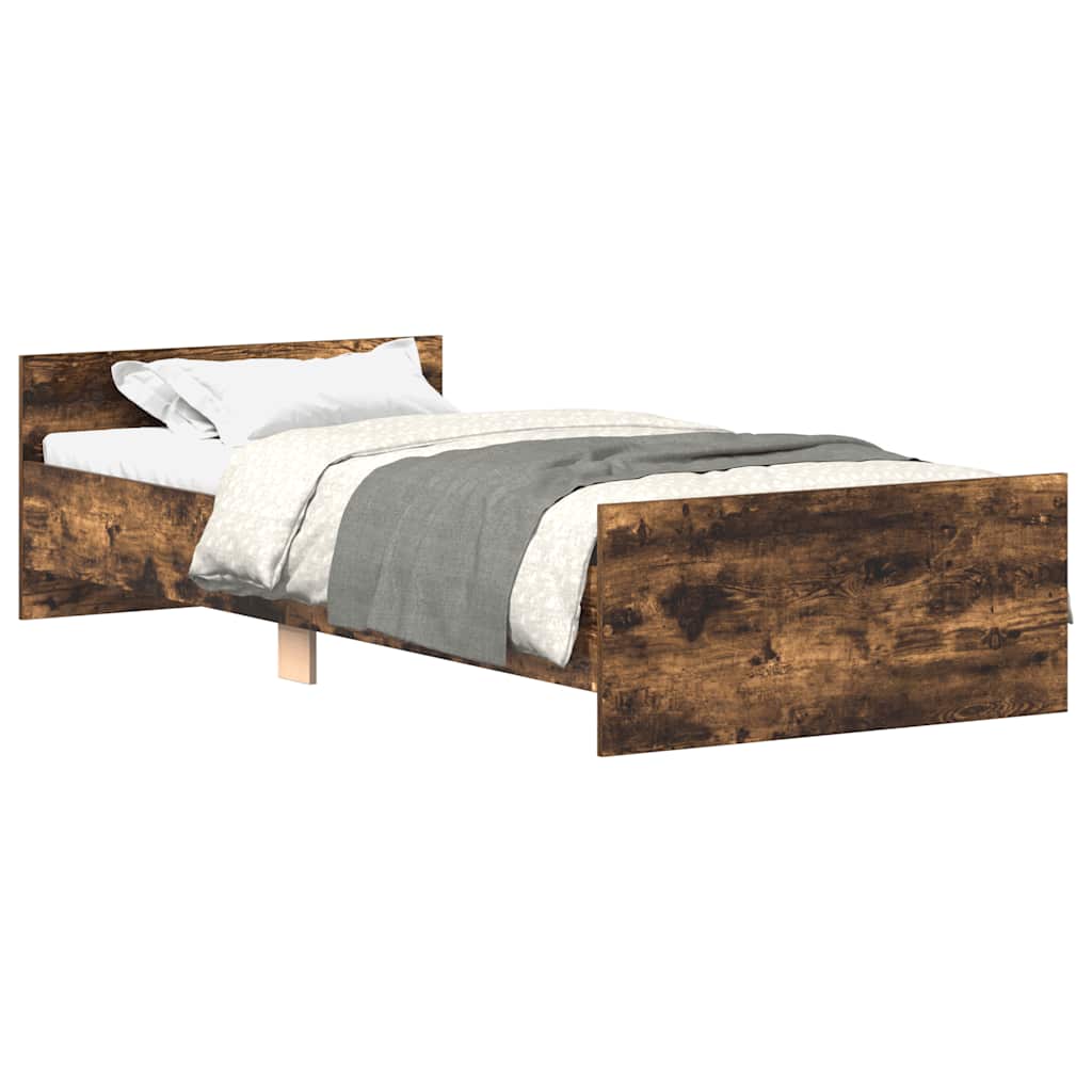 Bed Frame without Mattress Smoked Oak 100x200 cm Engineered Wood