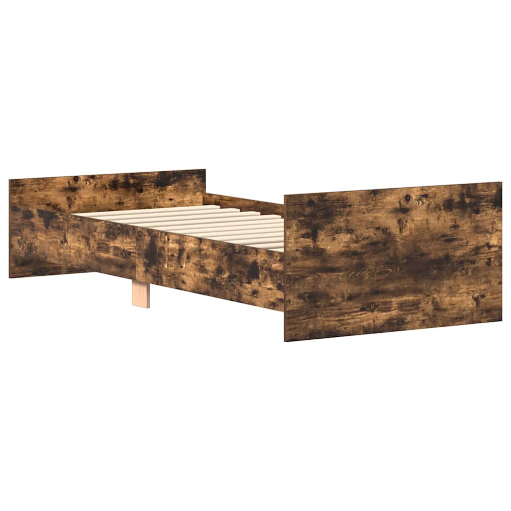 Bed Frame without Mattress Smoked Oak 100x200 cm Engineered Wood