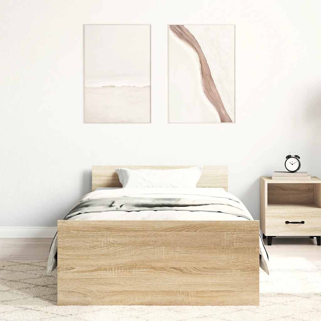 Bed Frame without Mattress Sonoma Oak 90x190 cm Single Engineered Wood