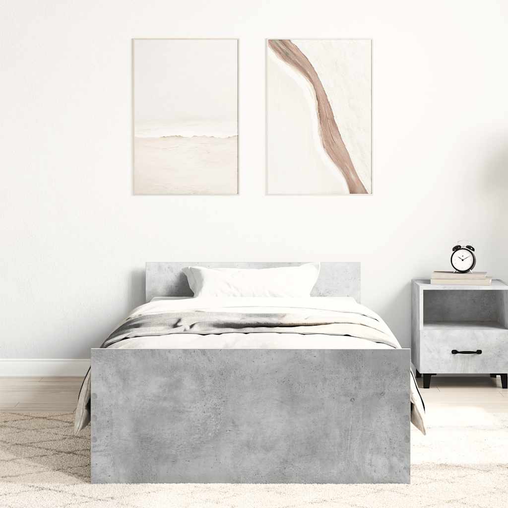 Bed Frame without Mattress Concrete Grey 90x190 cm Single