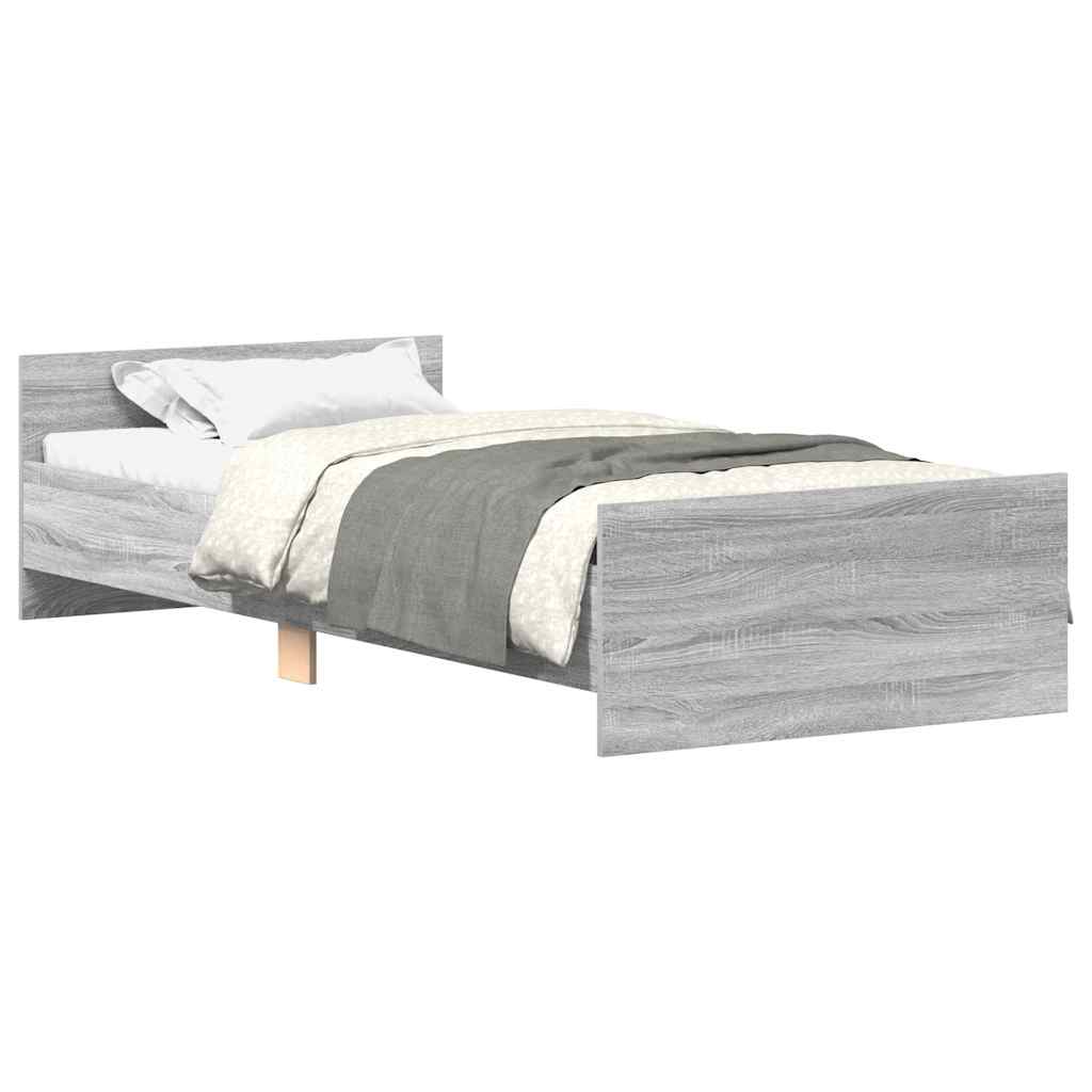 Bed Frame without Mattress Grey Sonoma 90x190 cm Single Engineered Wood