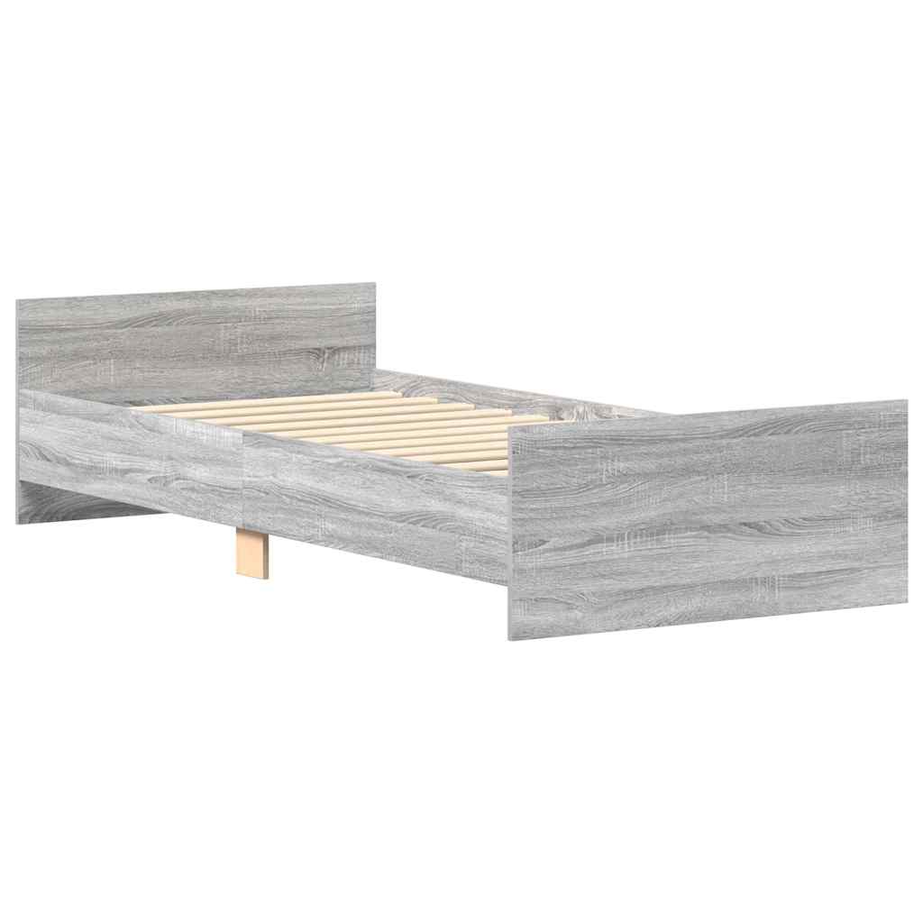 Bed Frame without Mattress Grey Sonoma 90x190 cm Single Engineered Wood