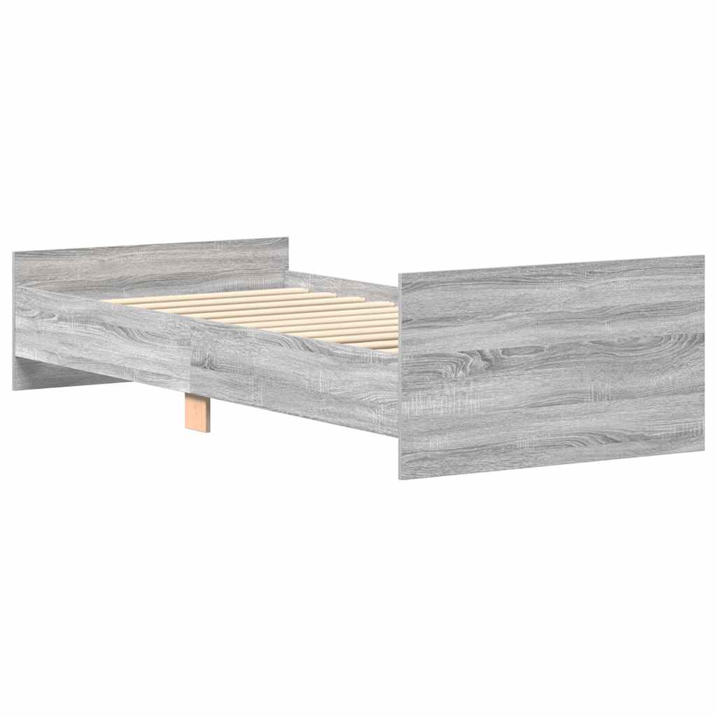 Bed Frame without Mattress Grey Sonoma 90x190 cm Single Engineered Wood