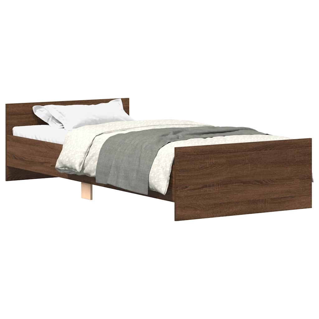 Bed Frame without Mattress Brown Oak 90x190 cm Single Engineered Wood