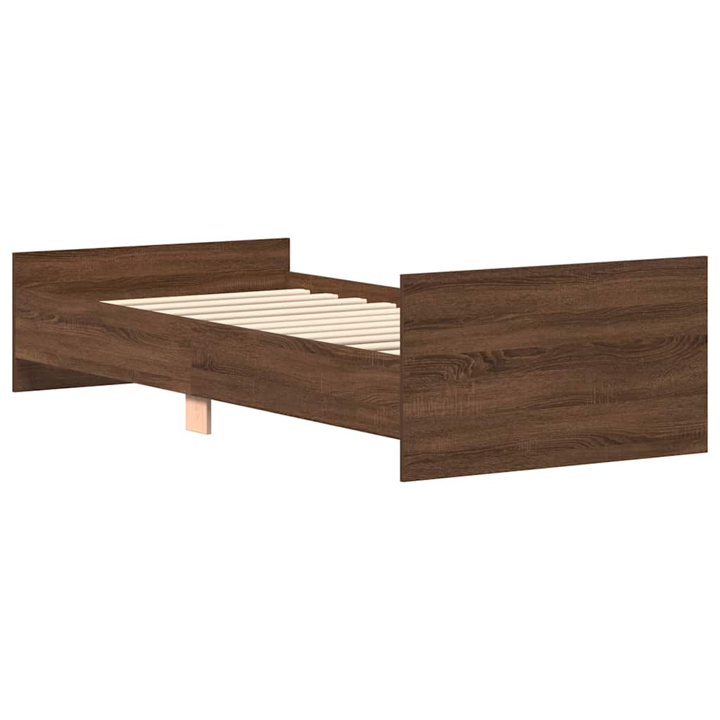Bed Frame without Mattress Brown Oak 90x190 cm Single Engineered Wood