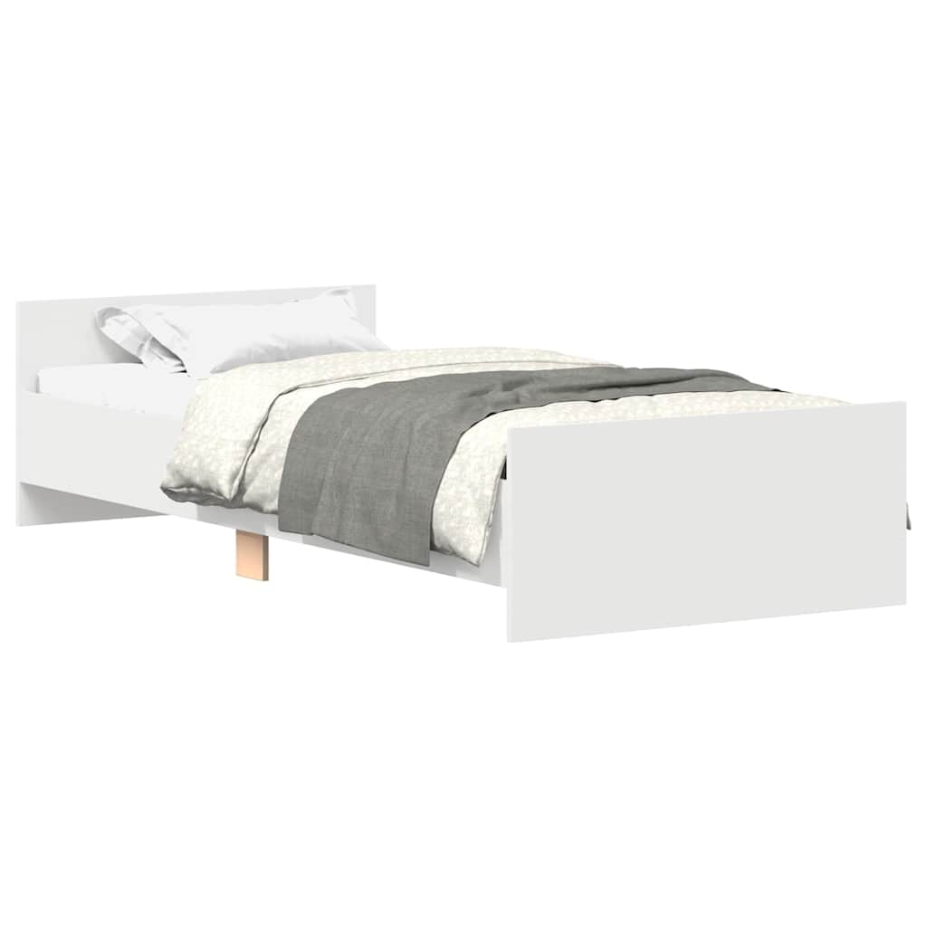 Bed Frame without Mattress White 75x190 cm Small Single Engineered Wood