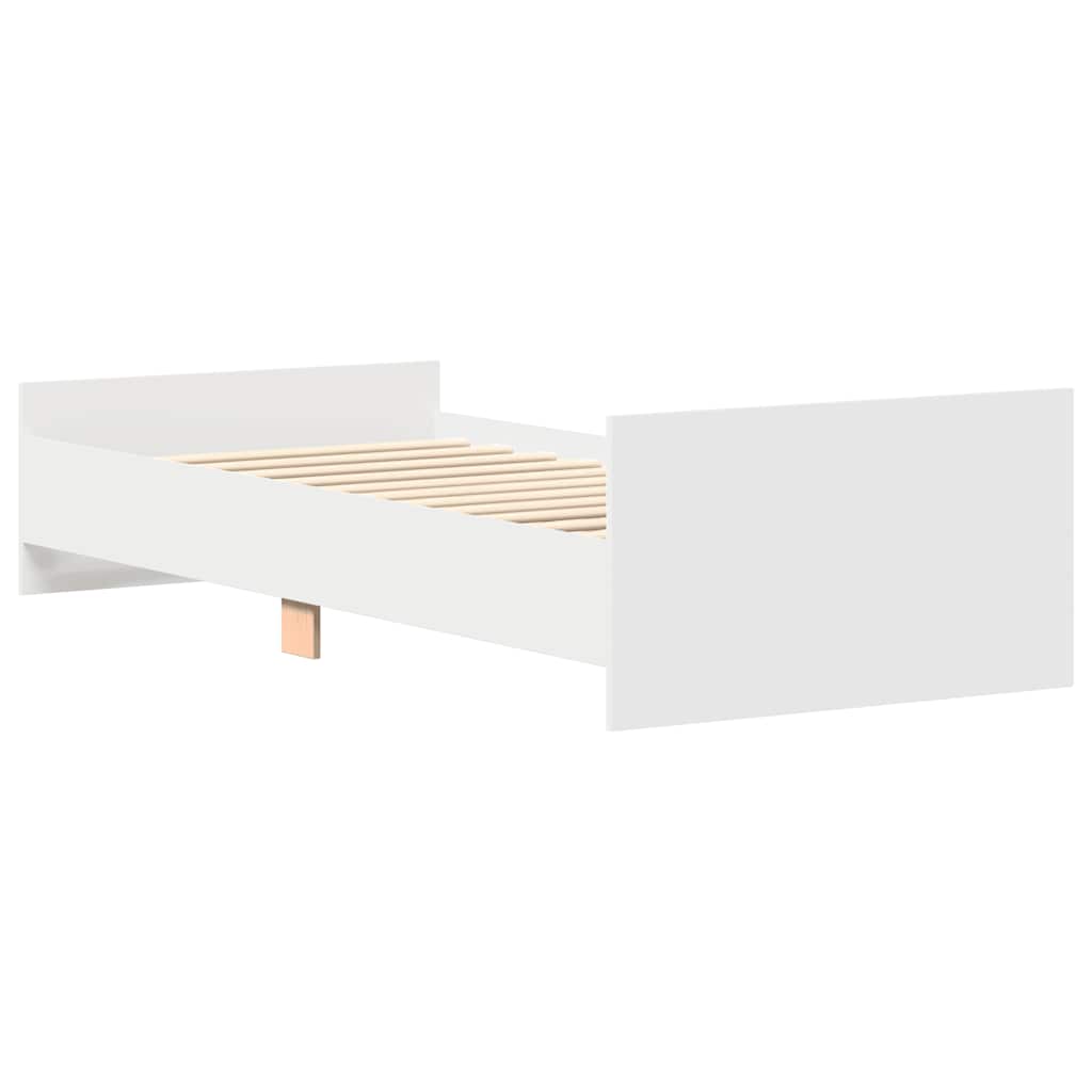 Bed Frame without Mattress White 75x190 cm Small Single Engineered Wood