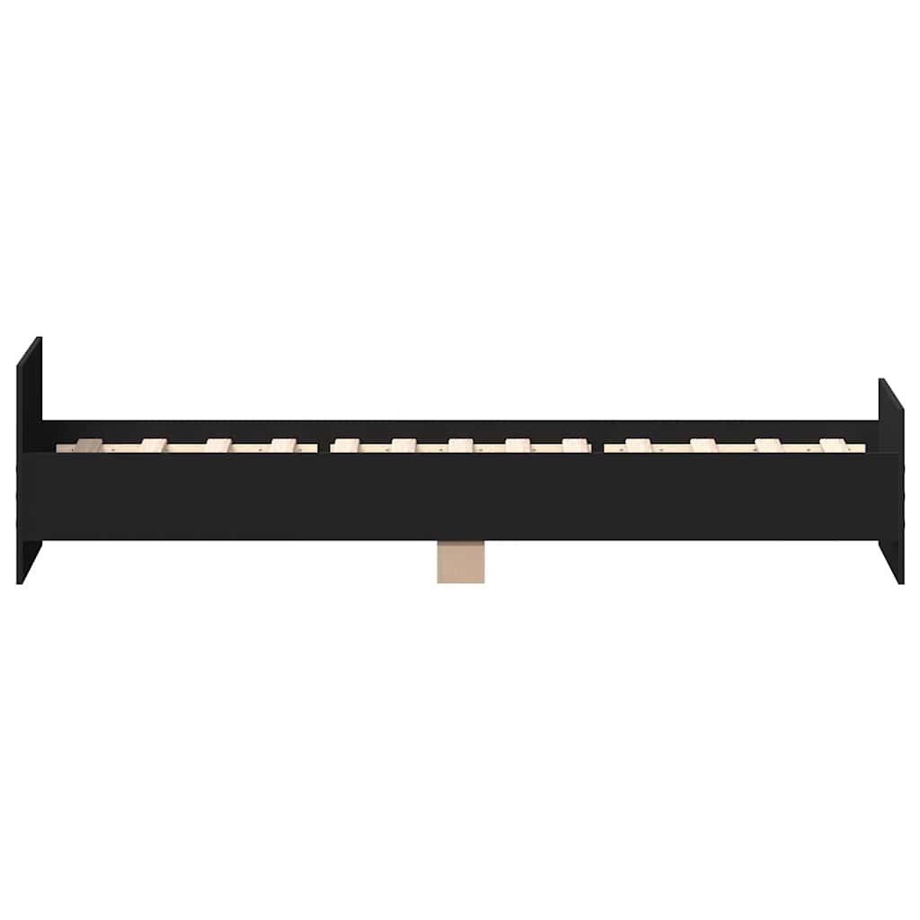 Bed Frame without Mattress Black 75x190 cm Small Single Engineered Wood