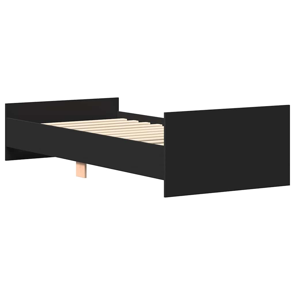 Bed Frame without Mattress Black 75x190 cm Small Single Engineered Wood