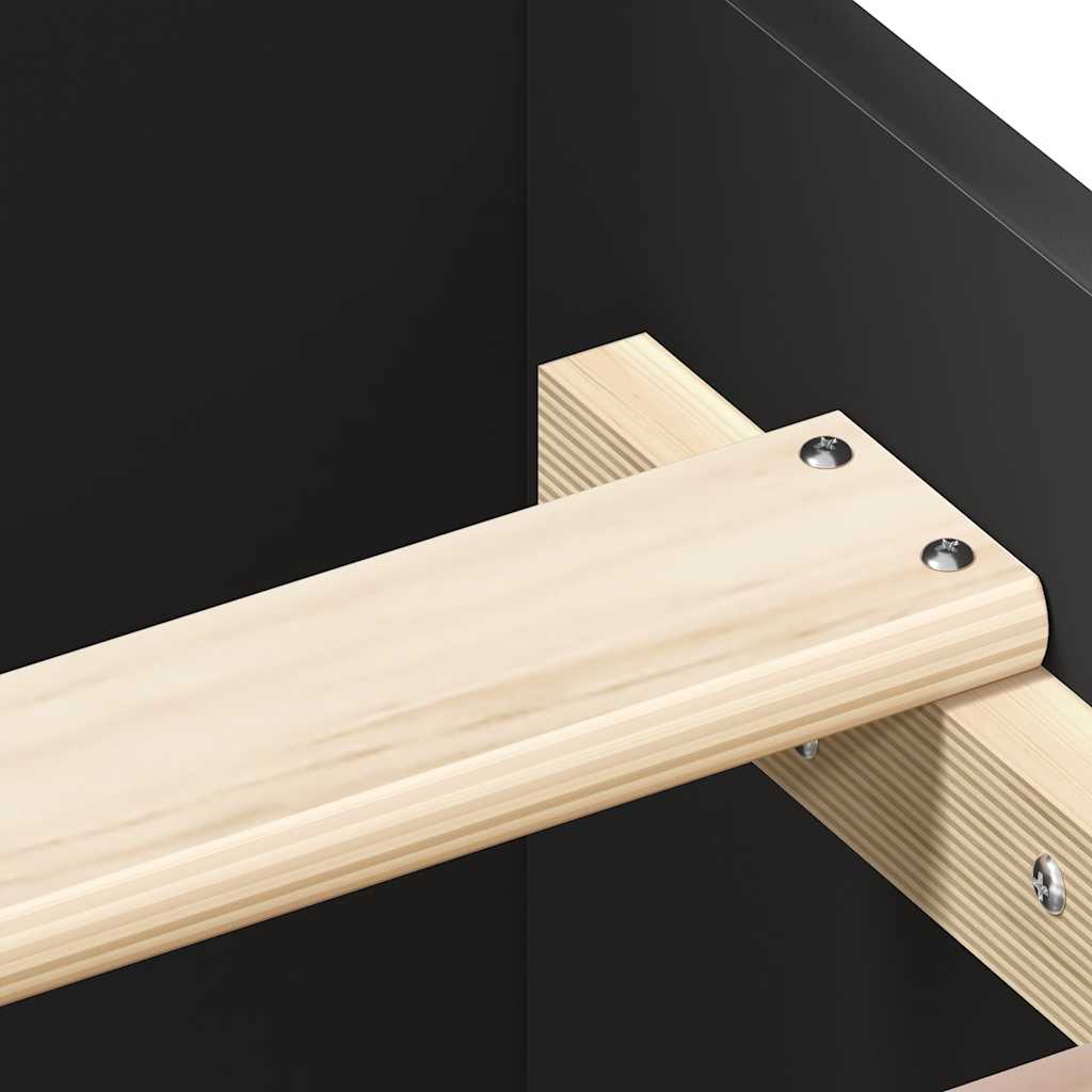 Bed Frame without Mattress Black 75x190 cm Small Single Engineered Wood