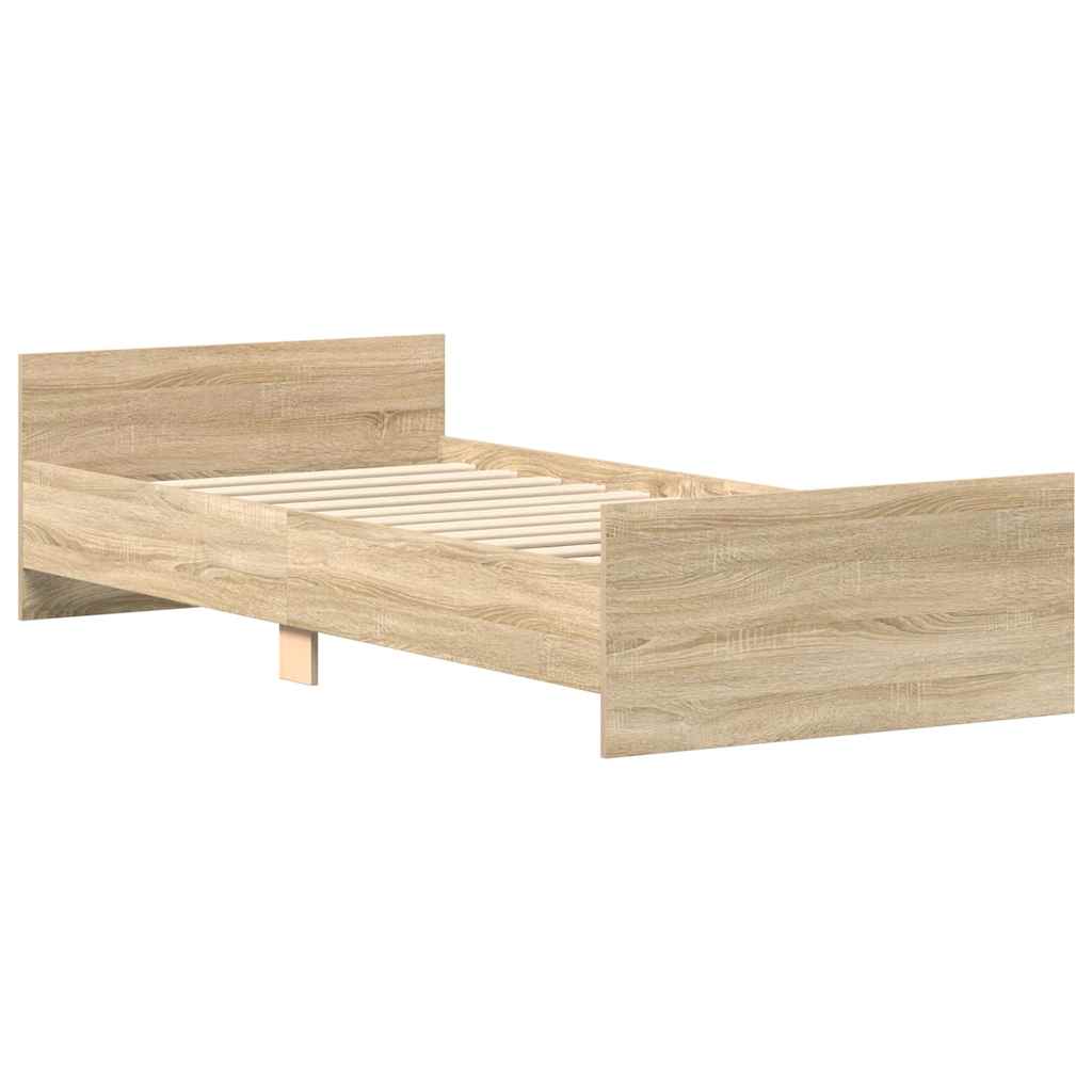 Bed Frame without Mattress Sonoma Oak 75x190 cm Small Single Engineered Wood