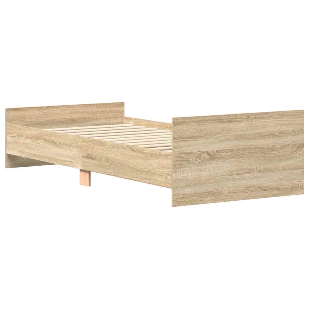 Bed Frame without Mattress Sonoma Oak 75x190 cm Small Single Engineered Wood