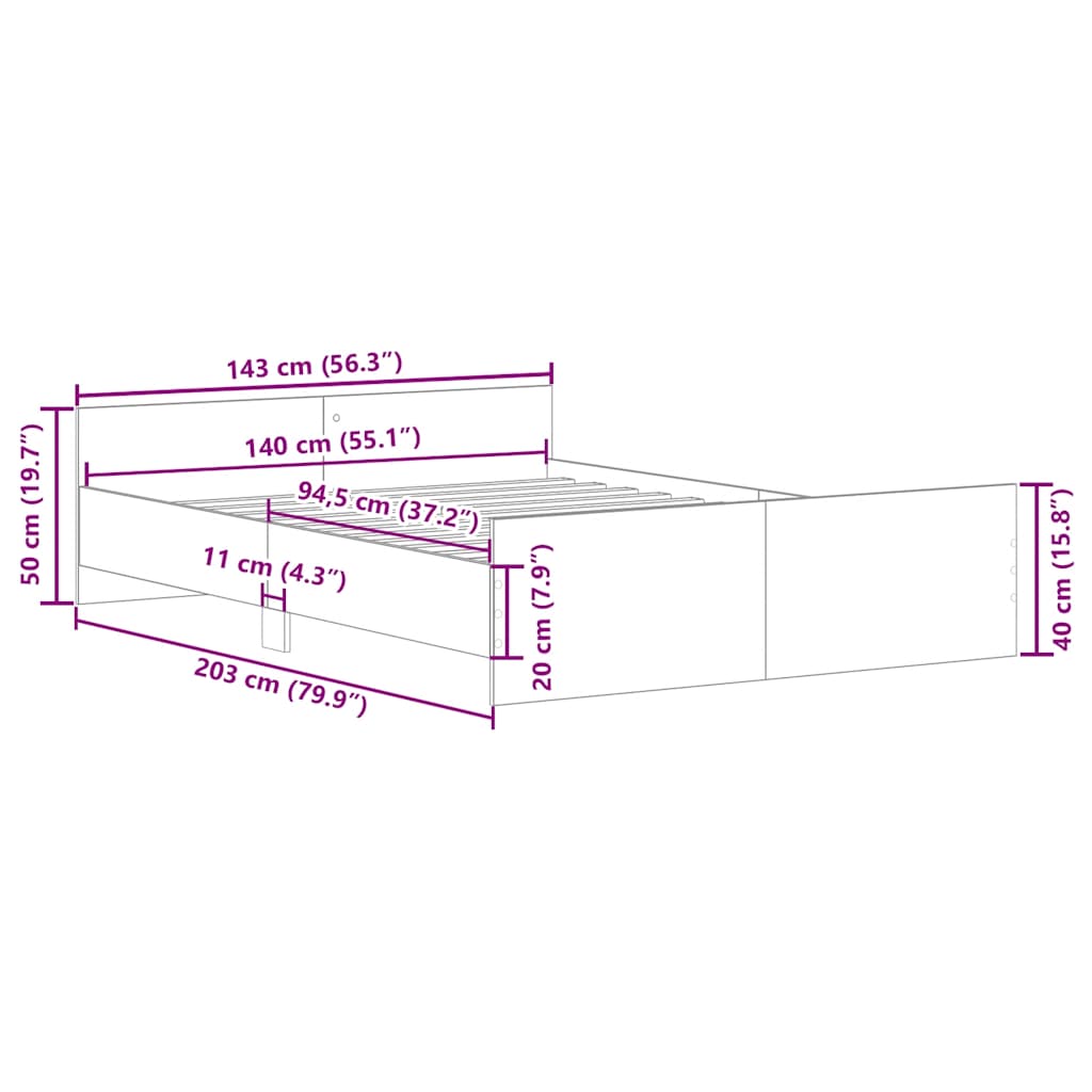 Bed Frame without Mattress White 140x200 cm