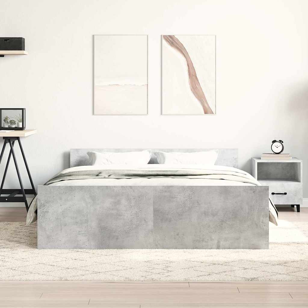 Bed Frame without Mattress Concrete Grey 150x200 cm King Size
