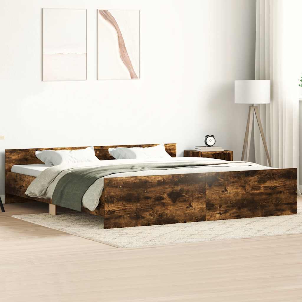 Bed Frame without Mattress Smoked Oak 180x200 cm Super King