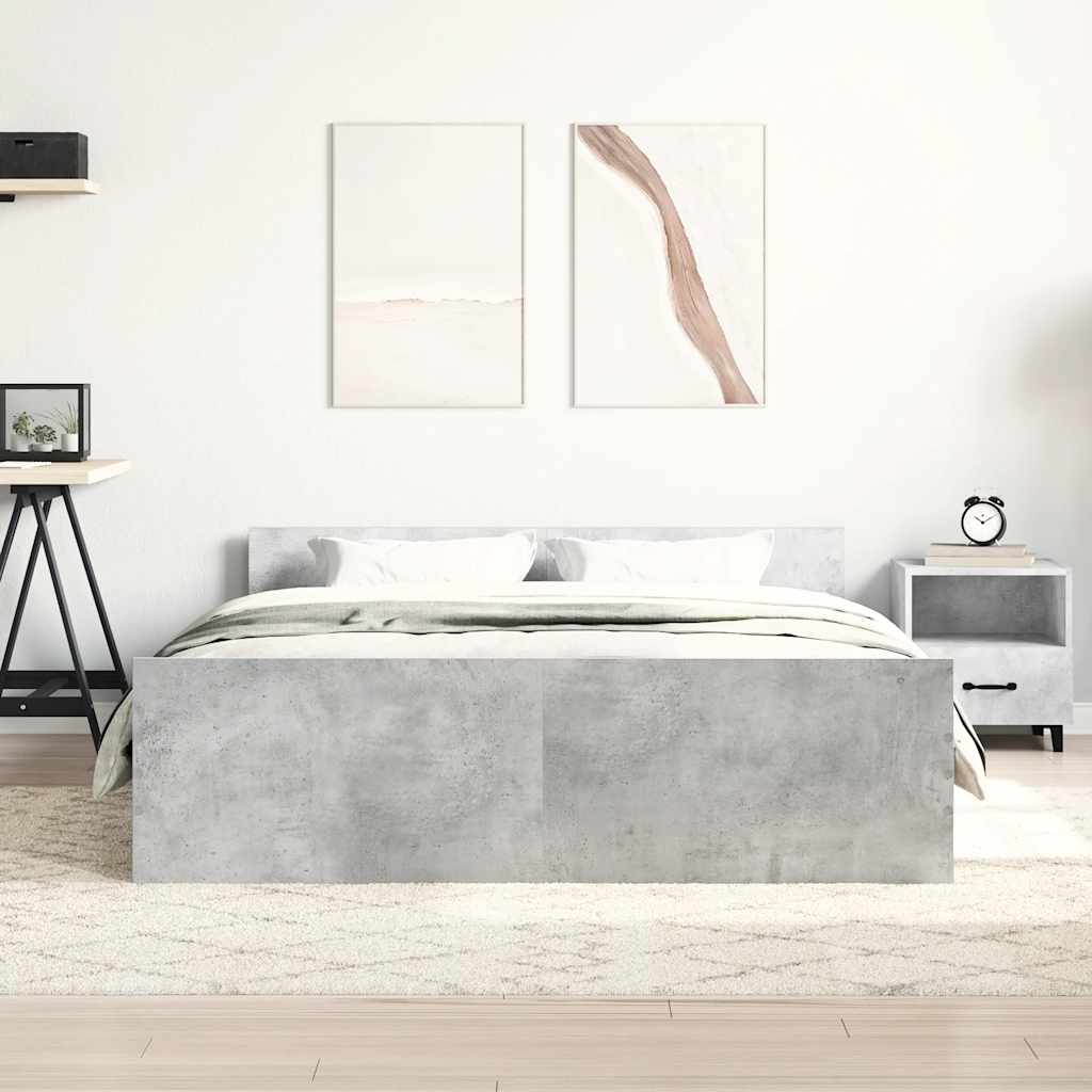 Bed Frame without Mattress Concrete Grey 140x190 cm