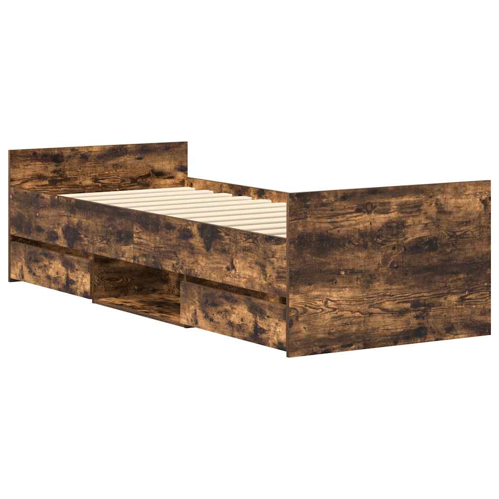 Bed Frame without Mattress Smoked Oak 100x200 cm