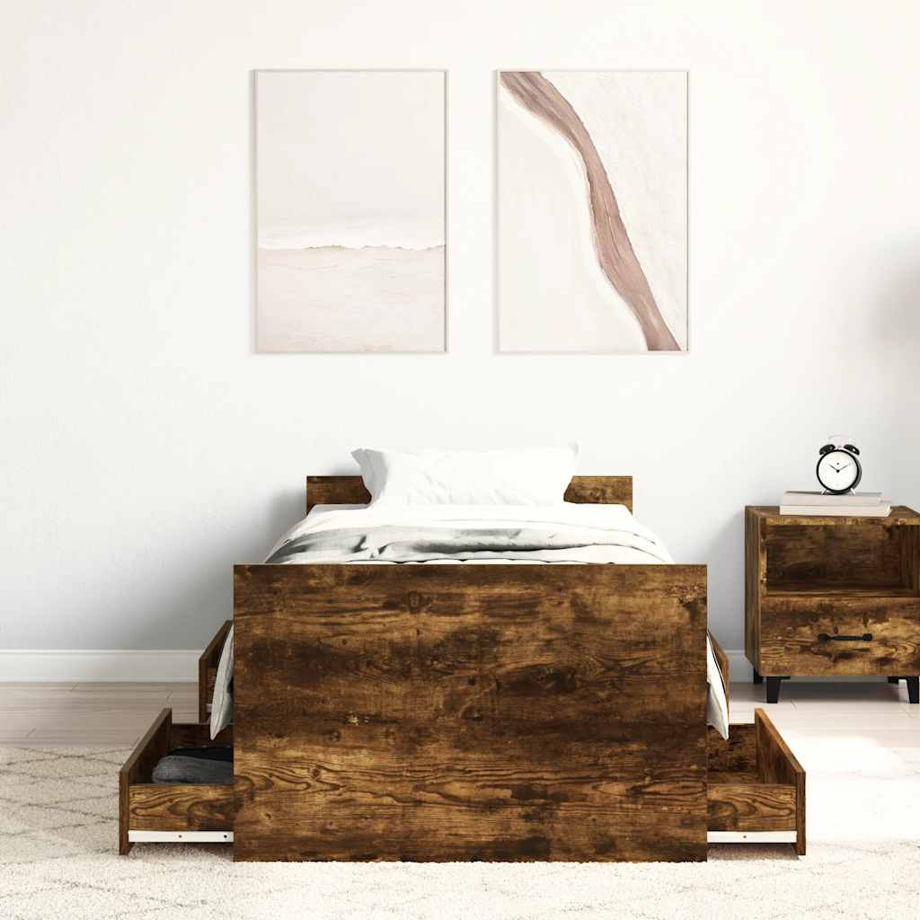 Bed Frame without Mattress Smoked Oak 100x200 cm