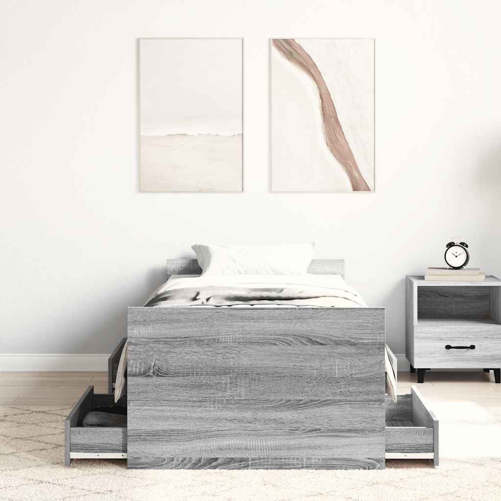 Bed Frame without Mattress Grey Sonoma 90x200 cm