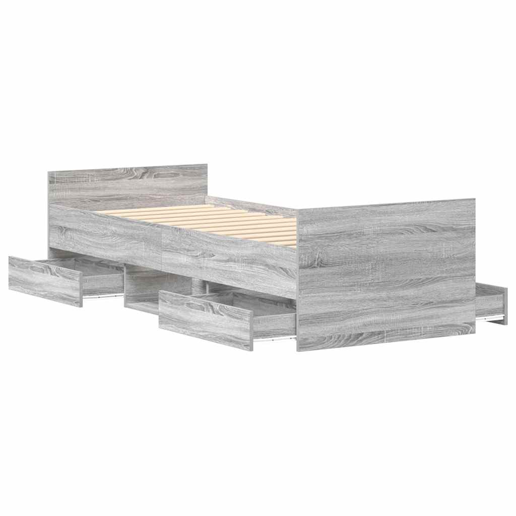 Bed Frame without Mattress Grey Sonoma 90x200 cm