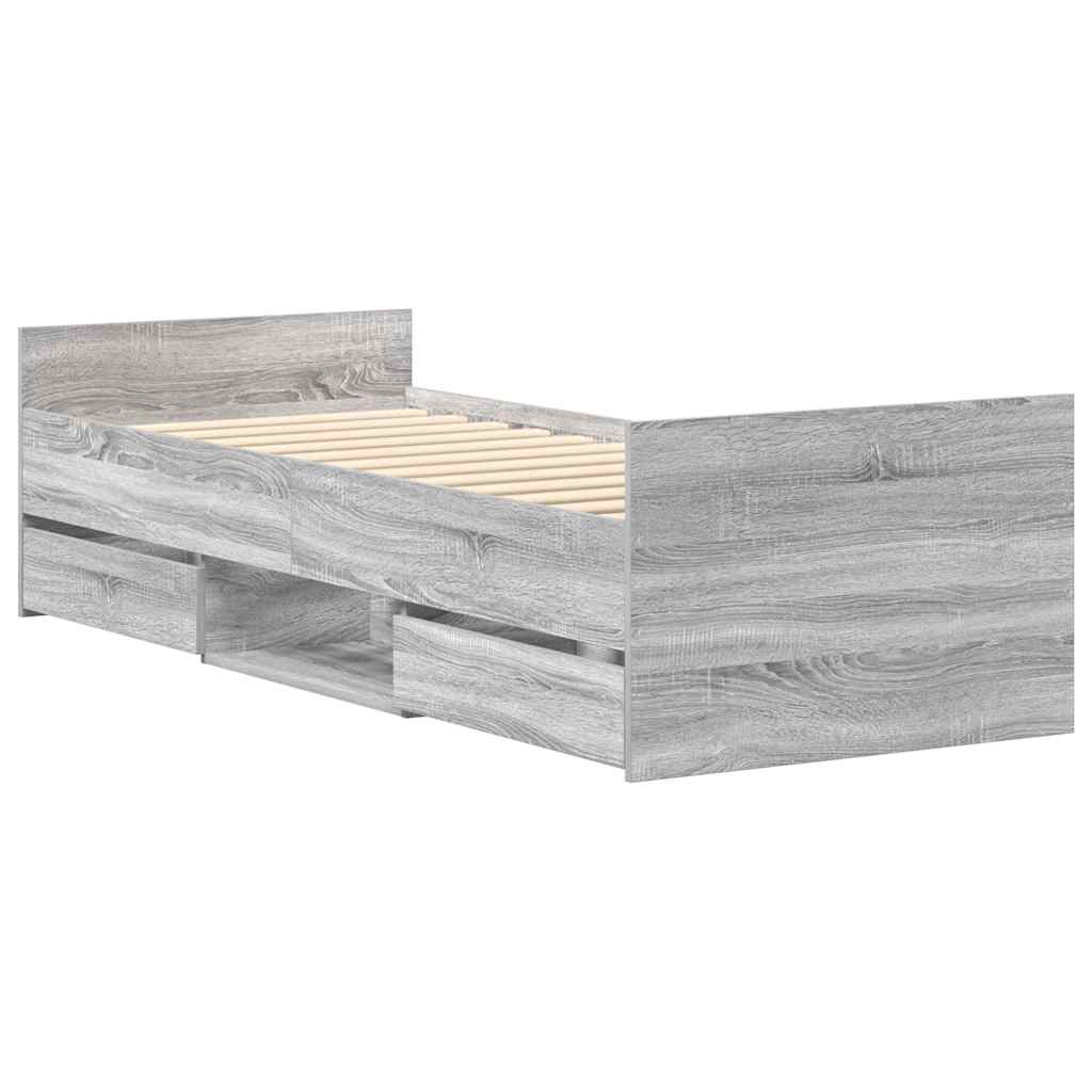 Bed Frame without Mattress Grey Sonoma 90x200 cm