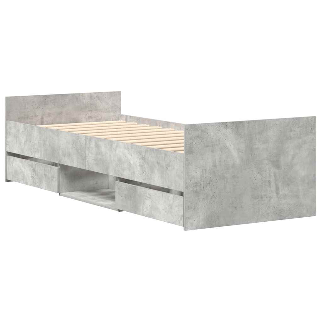 Bed Frame without Mattress Concrete Grey 90x190 cm Single