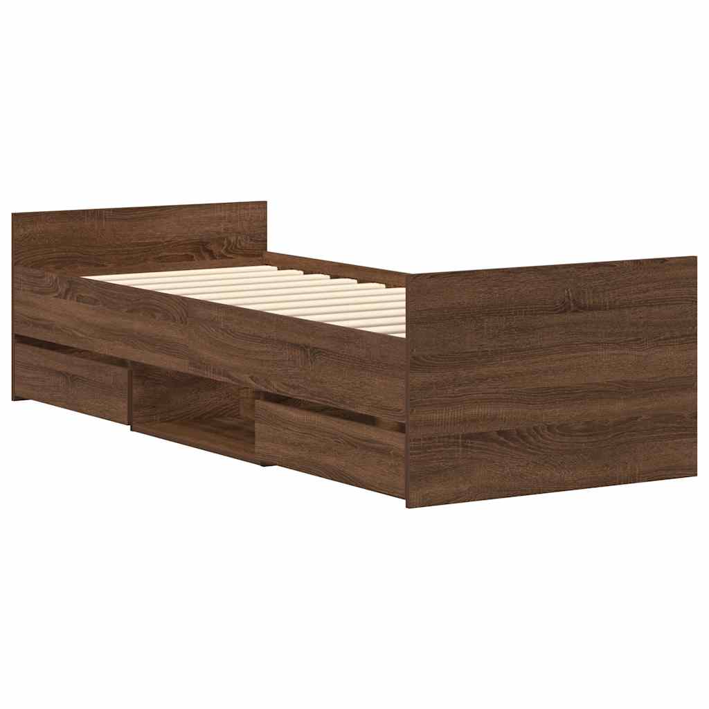 Bed Frame without Mattress Brown Oak 90x190 cm Single