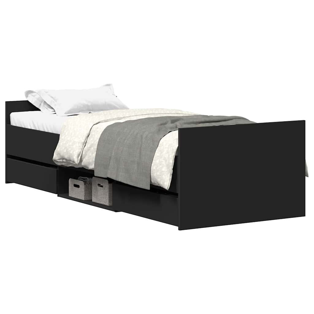 Bed Frame without Mattress Black 75x190 cm Small Single