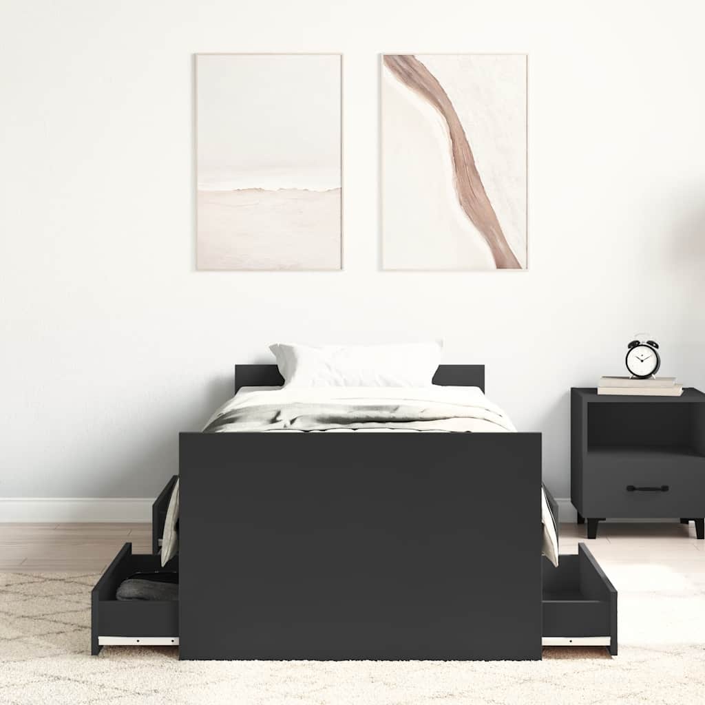 Bed Frame without Mattress Black 75x190 cm Small Single