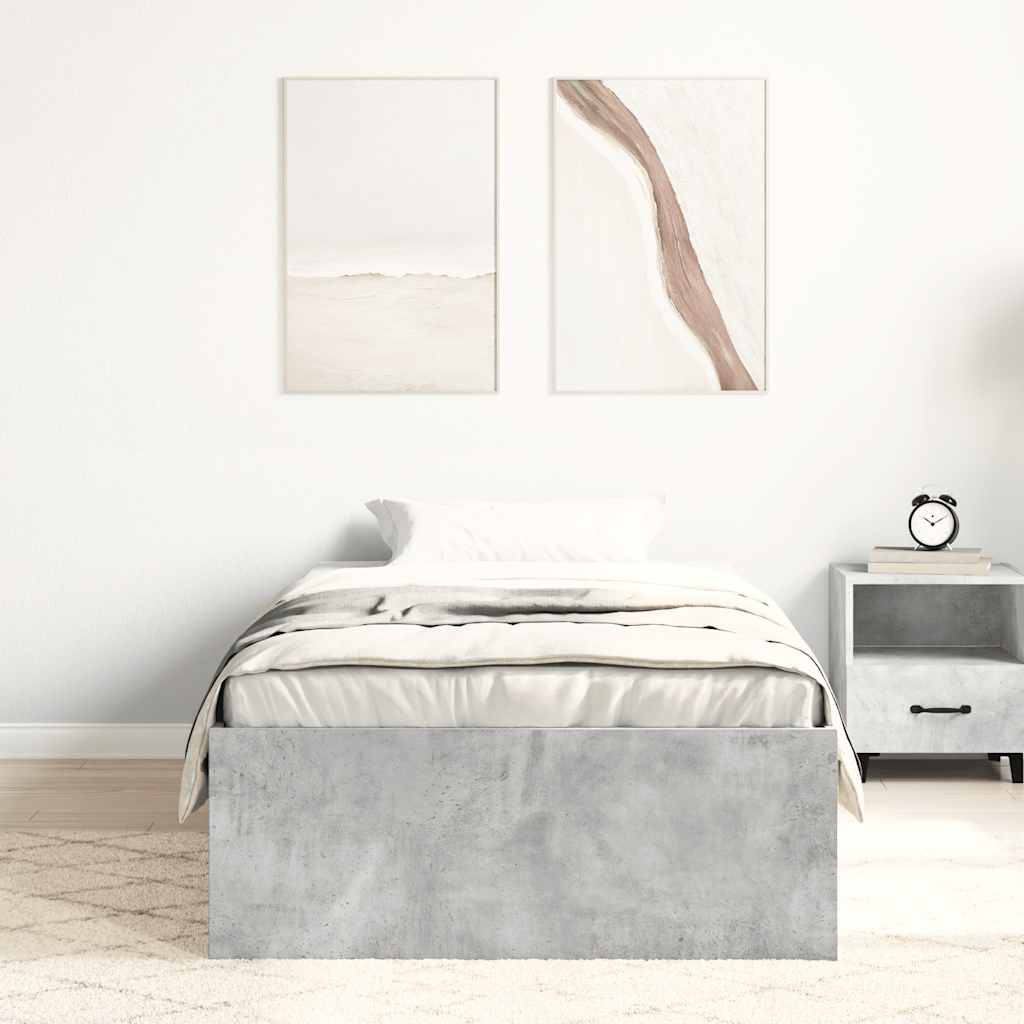 Bed Frame without Mattress Concrete Grey 90x200 cm