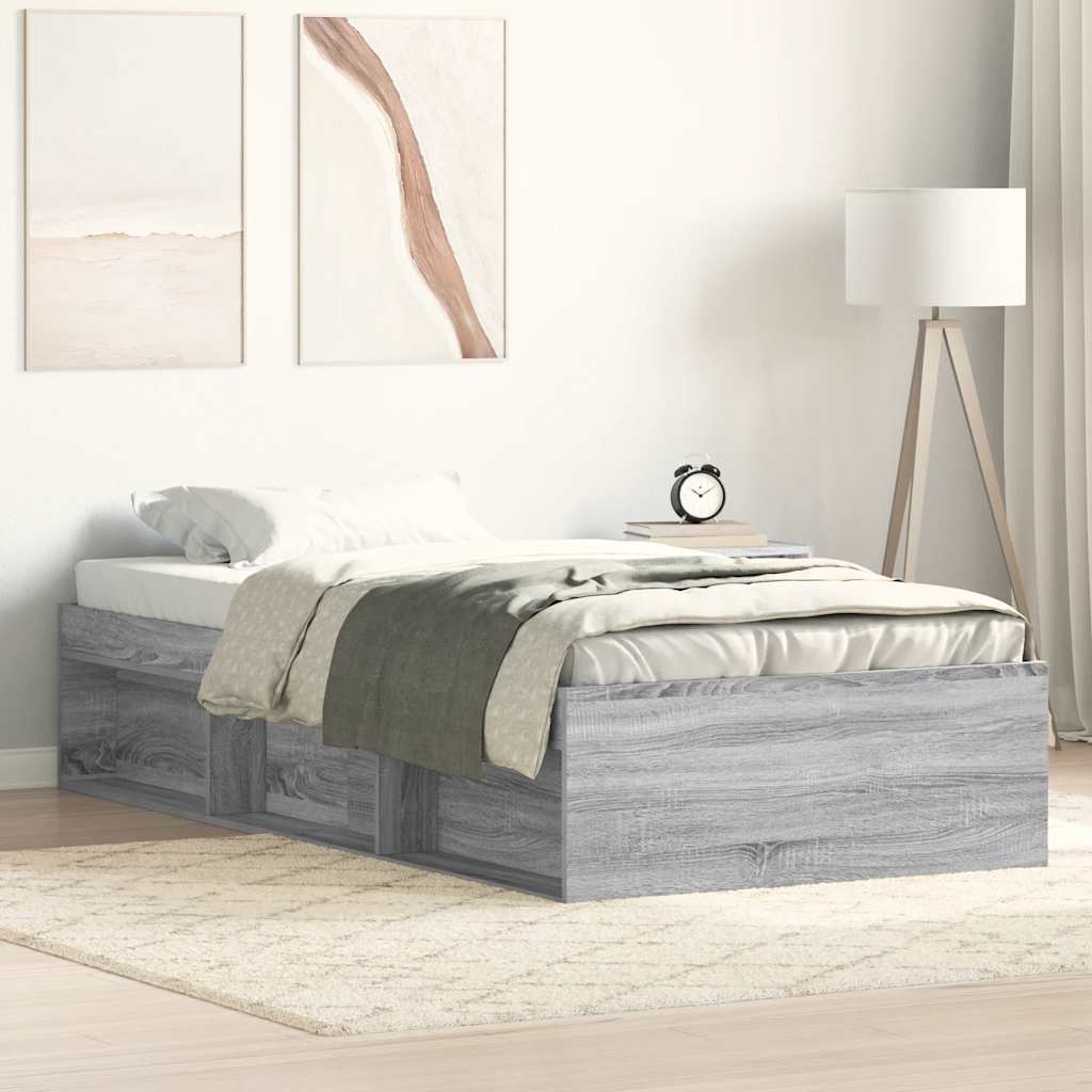 Bed Frame without Mattress Grey Sonoma 90x200 cm