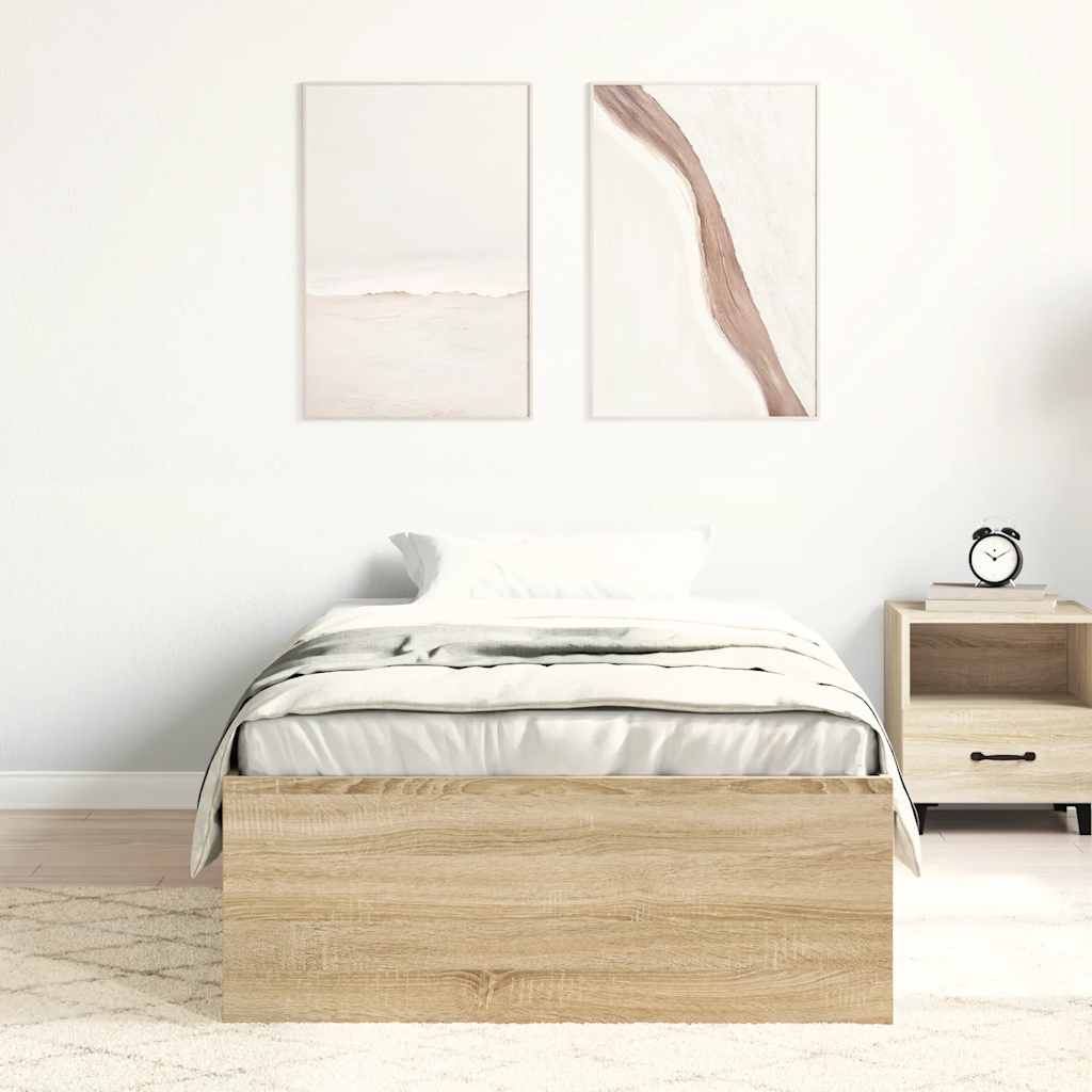 Bed Frame without Mattress Sonoma Oak 90x190 cm Single