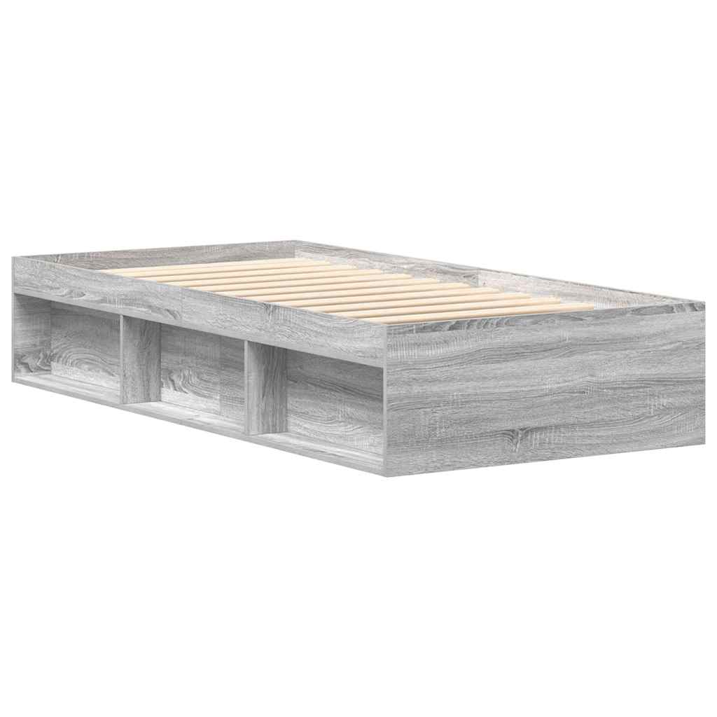 Bed Frame without Mattress Grey Sonoma 75x190 cm Small Single Small Single