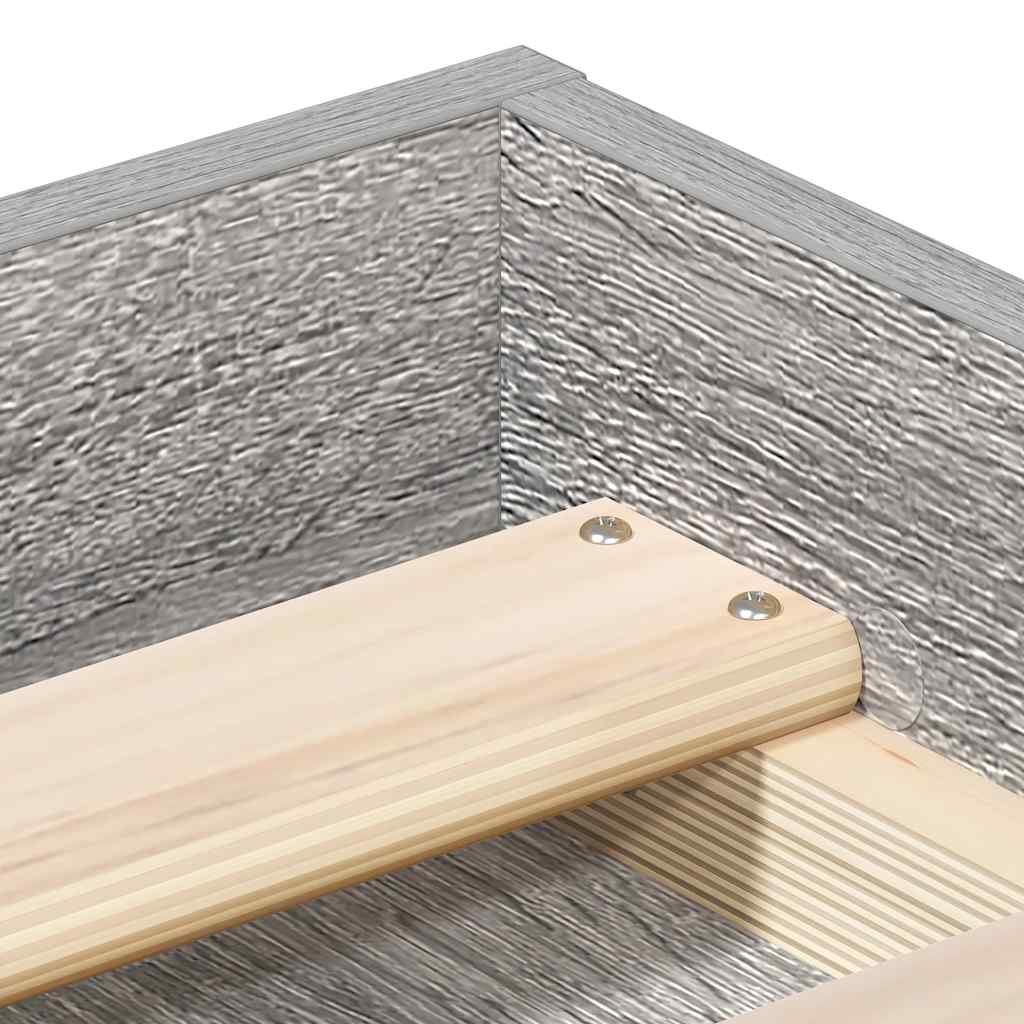 Bed Frame without Mattress Grey Sonoma 75x190 cm Small Single Small Single