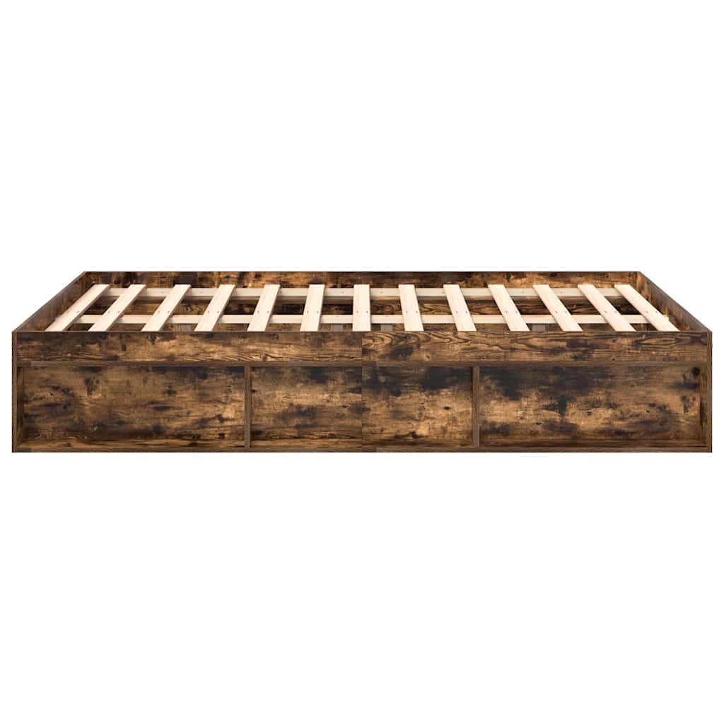 Bed Frame without Mattress Smoked Oak 140x200 cm