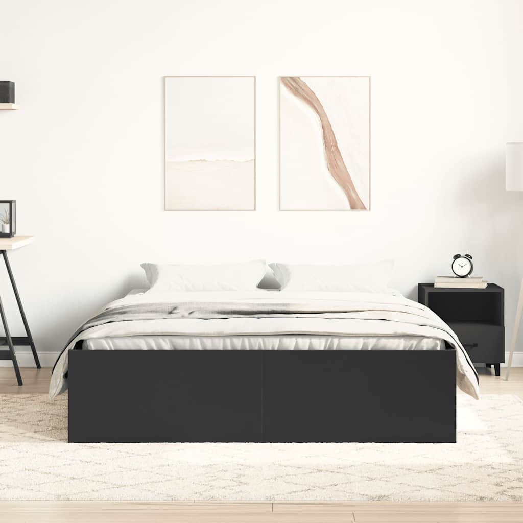 Bed Frame without Mattress Black 150x200 cm King Size King Size