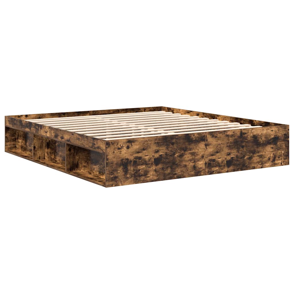 Bed Frame without Mattress Smoked Oak 180x200 cm Super King Super King Size