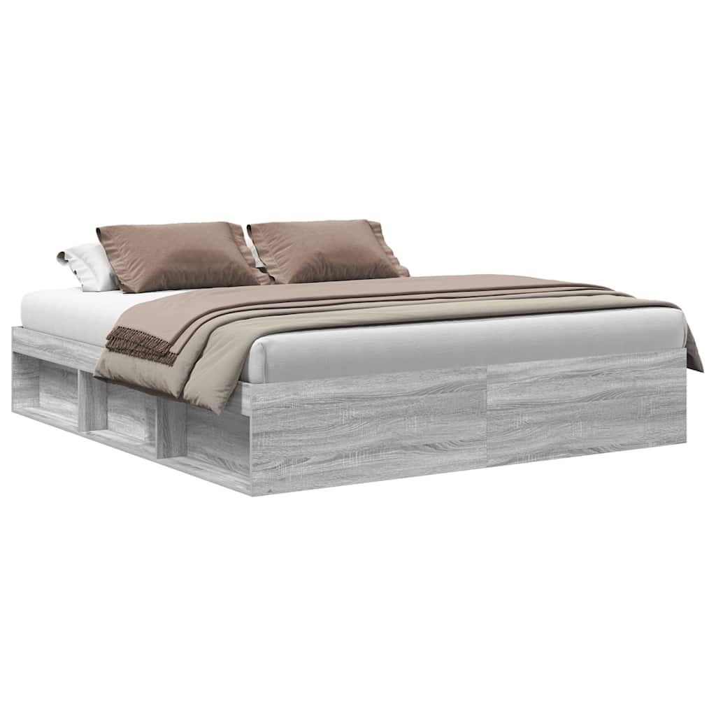 Bed Frame without Mattress Grey Sonoma 200x200 cm
