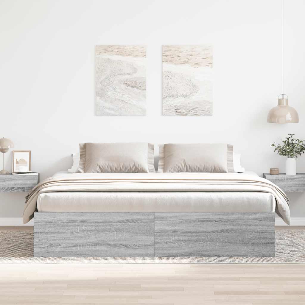 Bed Frame without Mattress Grey Sonoma 200x200 cm
