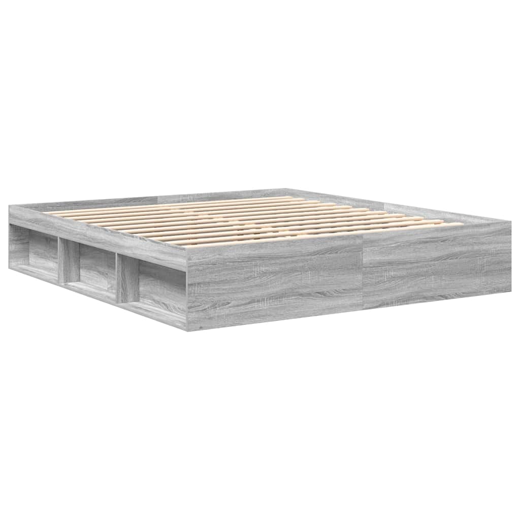 Bed Frame without Mattress Grey Sonoma 200x200 cm