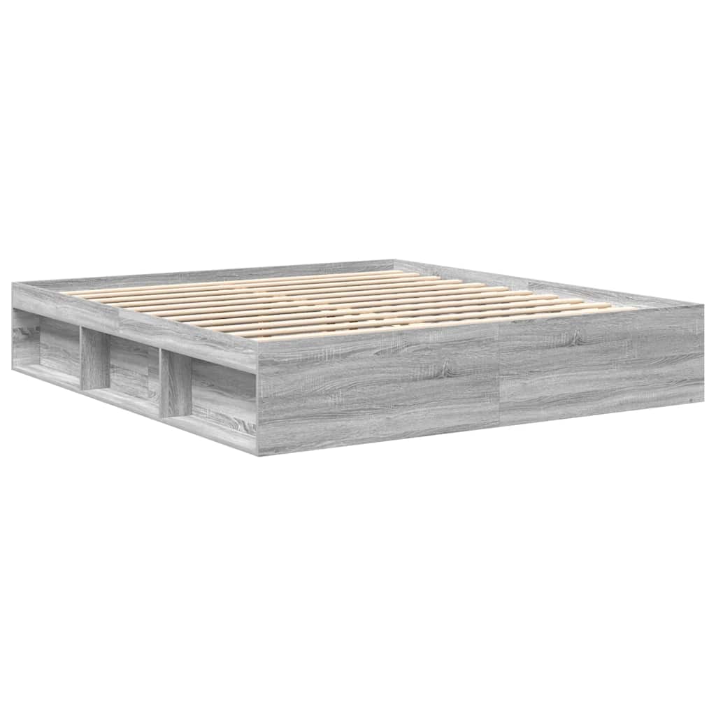 Bed Frame without Mattress Grey Sonoma 200x200 cm