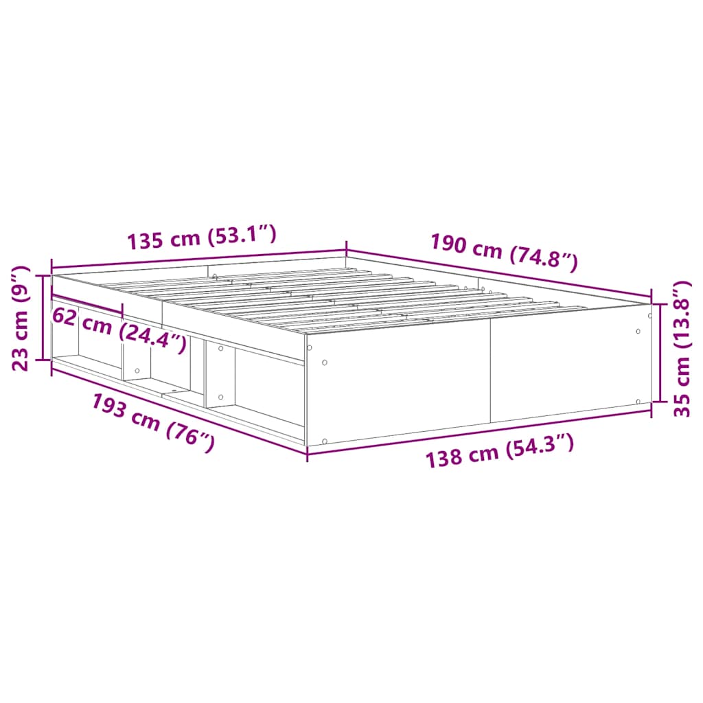 Bed Frame without Mattress White 135x190 cm Double Double
