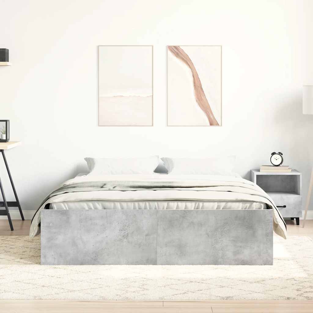 Bed Frame without Mattress Concrete Grey 135x190 cm Double Double