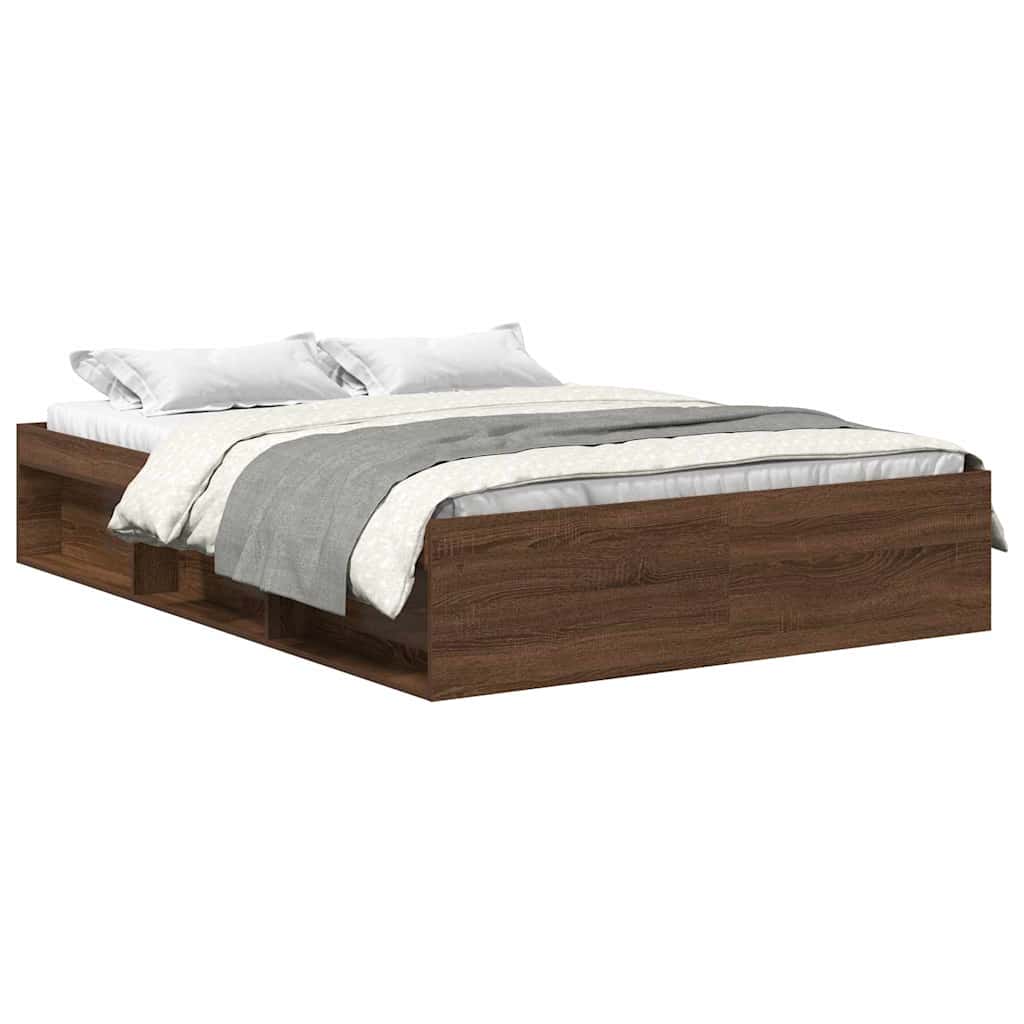 Bed Frame without Mattress Brown Oak 135x190 cm Double Double