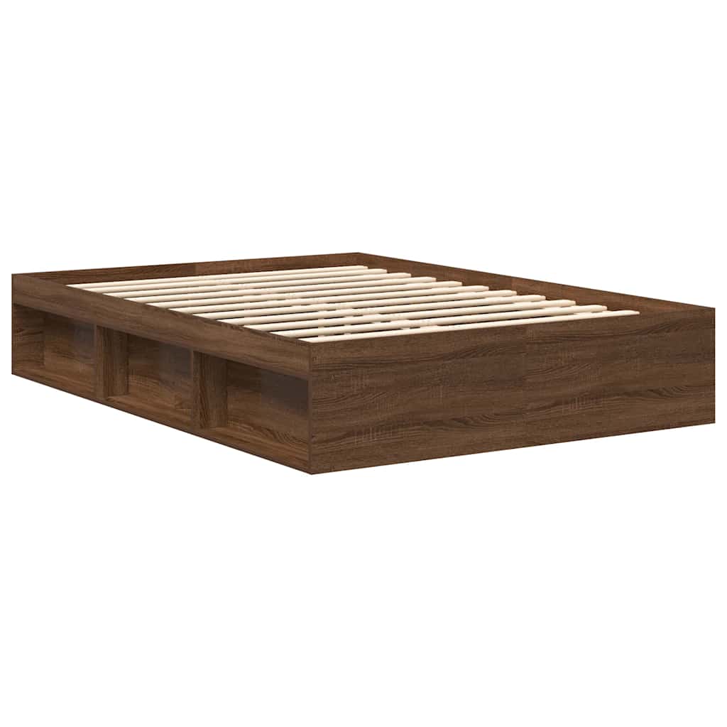 Bed Frame without Mattress Brown Oak 135x190 cm Double Double